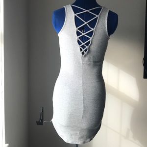 Grey body con crisscross dress forever 21